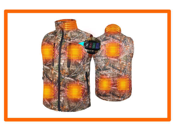 DUKUSEEK Heated Vest for Hunting, Camo Electric Size Adjustable 7.4V