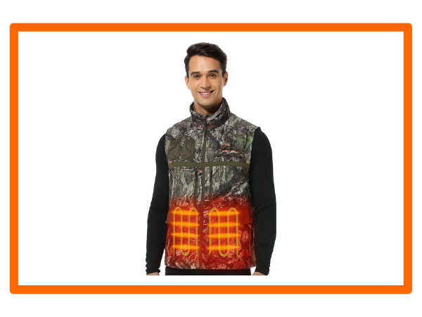 ORORO [Upgraded Battery] Men’s Heated Hunting Vest, Camo Hunting Vest with Multi-Pockets and Rechargeable Battery